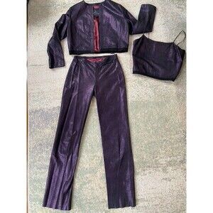 Venus Williams Wilsons Leather Purple Shimmering Leather Set - Jacket Pants Tank